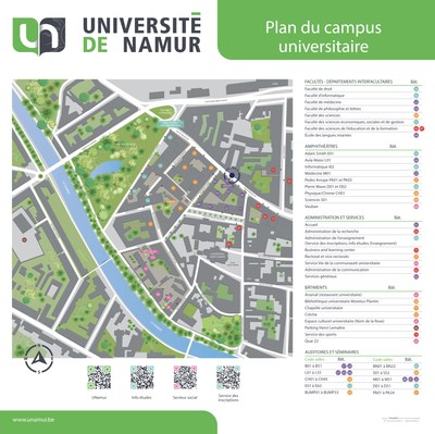 Plan du campus avec liste des bâtiments