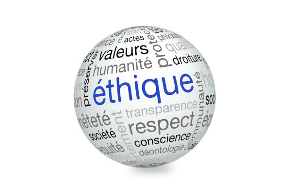 Sphère-nuage de mots autour de l'éthique