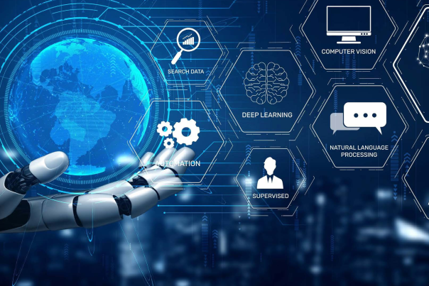 Une main de robot qui présente des technologies d'IA