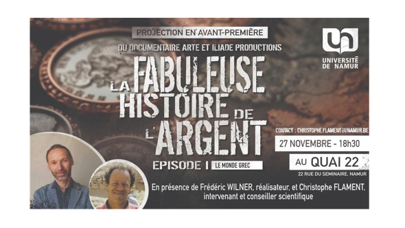 Affiche de l'avant-première de présentation du documentaire "La fabuleuse histoire de l'argent" de Christophe Flament