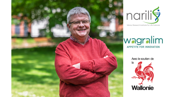 Photo de Thierry Arnould avec les logos de l'institut Narilis, le pôle Wagralim et le soutien de la Wallonie