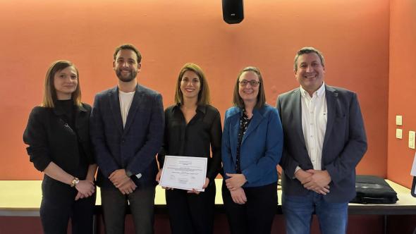 Photo de groupe avec Jonathan Douxfils, Charlotte Beaudart, Marielle Bonnen et Benoit Champagne