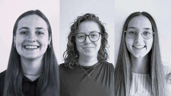 Manon Brulard, chercheuse, Lisa Salmon et Donaciene Quoirin, étudiantes en Faculté de droit