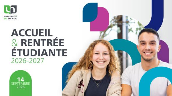 Visuel de la rentrée étudiante 2026-2027 à l'UNamur
