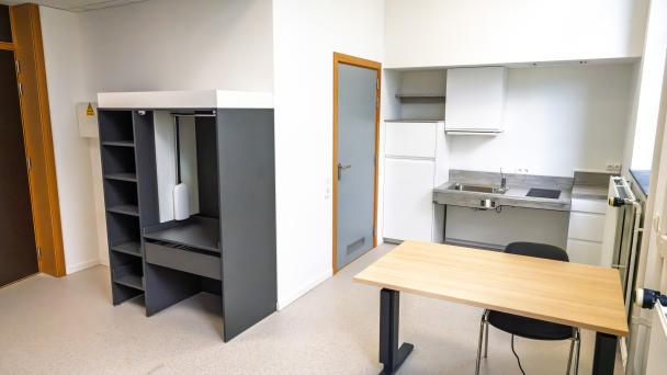 Exemple de chambre aménagée PMR à l'UNamur