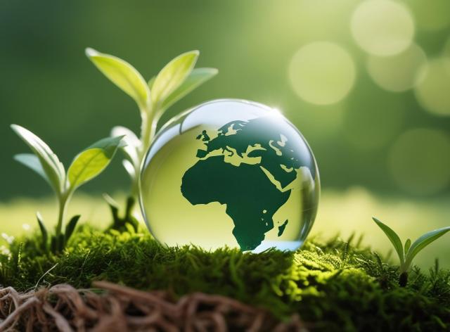 Représentation du globe terrestre dans un environnement vert