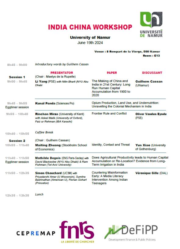 Programme India China Workshop part 1