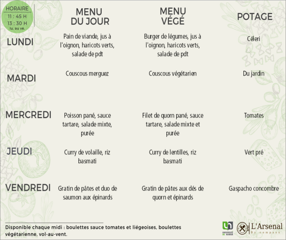 Menu de l'arsenal