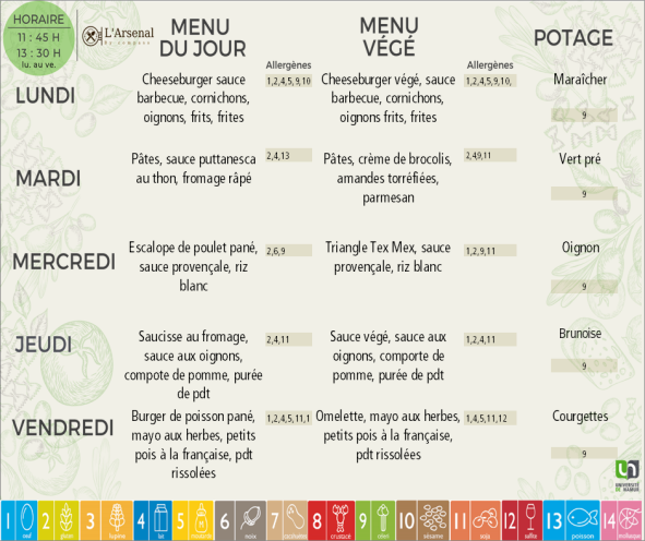Menu Arsenal