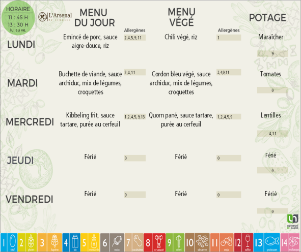 Menu Arsenal