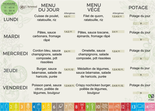 Menu Arsenal
