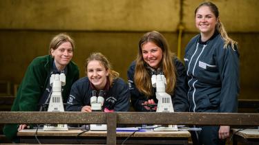 Etudiantes en médecine vétérinaire au Centre de Recherche Ovine(CRO) de l'UNamur - Domaine d'Haugimont