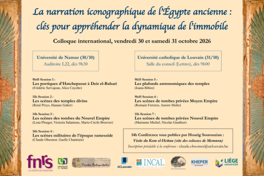 La narration iconographique de l'Égypte ancienne : clés pour appréhender la dynamique de l'immobile - Colloque international