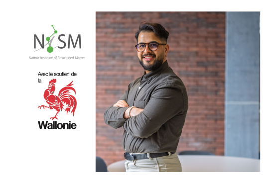 Photo du Dr. Laroussi Chaabane avec les logos de l'Institut NISM et de la Région wallonne