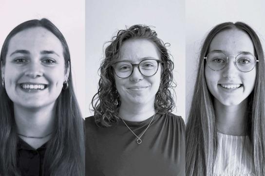 Manon Brulard, chercheuse, Lisa Salmon et Donaciene Quoirin, étudiantes en Faculté de droit